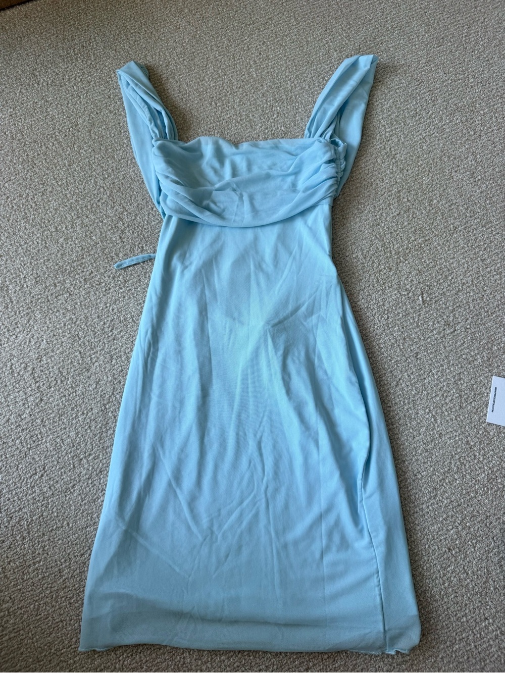 Beginning Boutique Light Blue Square-Neck Midi Dress